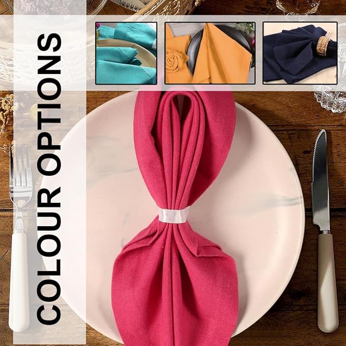 LFH Home Cotton Rich Metered Napkins for Dining Table Set of 12, Elegant Cloth Napkins for Wedding Party or Everyday Use Machine Washable Durable Reusable and Soft for Hosting 18x18 Inch - Magenta