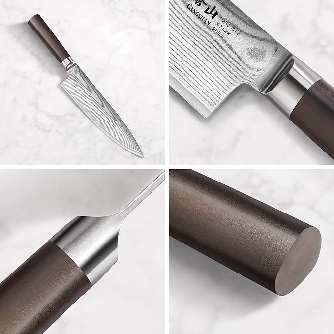 Cangshan HAKU Series 12-Piece Knife Block Set, Forged X-7 Damascus Steel, HUA Walnut Block, 501196