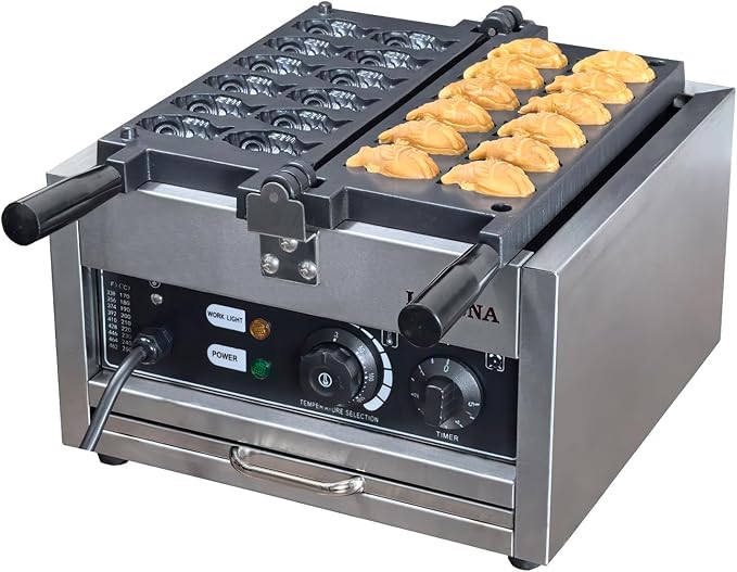 Mini Fish-Shaped Waffle Maker/Taiyaki Fish Waffle Maker - Non-Stick Teflon Coating, 50-300/122-572 Adjustable