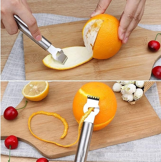 Lemon Zest Peeler for Cocktails Stainless Steel Orange Rind Peeler Tool Orange Citrus Twist Peeler Kitchen Accessories Knife Tool for Kitchen Gadgets