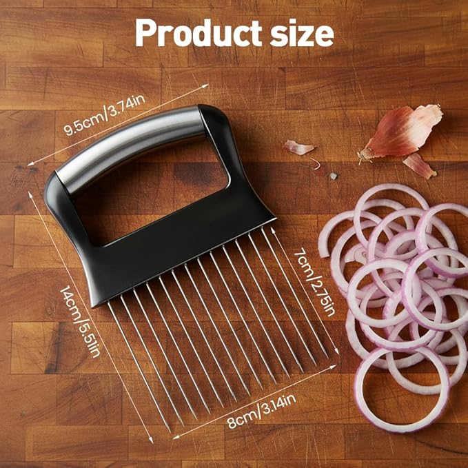 2026 New Onion Slice Holder, Stainless Steel Onion Holder for Slicing, Chopper Assistant Tool Multi-Use Vegetable Chopper for Onions Tomatoes Avocados Potato Eggs Kiwifruit Meat Lemon (3pcs)