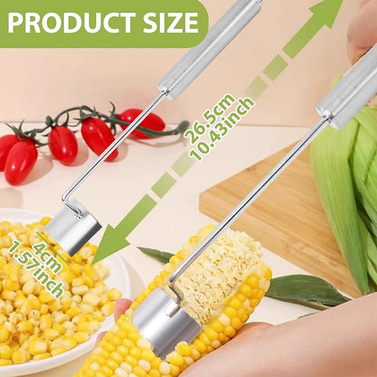 2 Pack Corn Cob Peeler - Stainless Steel Kernel Remover Tool for Fresh/Cooked Corn, Ergonomic Handle & Dishwasher Safe