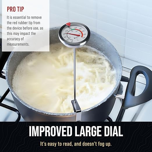 Candy Thermometer with Pot Clip - Deep Fry Oil Thermometer for Frying and Candle Making - Black