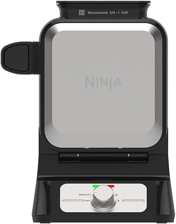 Ninja Belgian Waffle Maker PRO NeverStick – Vertical Design, No-Mess Nonstick, 5 Shade Settings + Specialty Mode, Fluffy & Crispy Waffles, Easy Cleanup, BW1001C (Canadian Version)