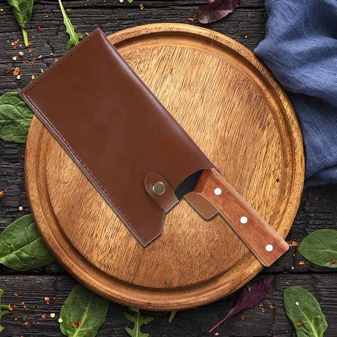 Cabilock Kitchen Knife Leather Cover Artificial Sheath Protective Case for Meat Cleavers Utility Knives Compact Carry Storage
