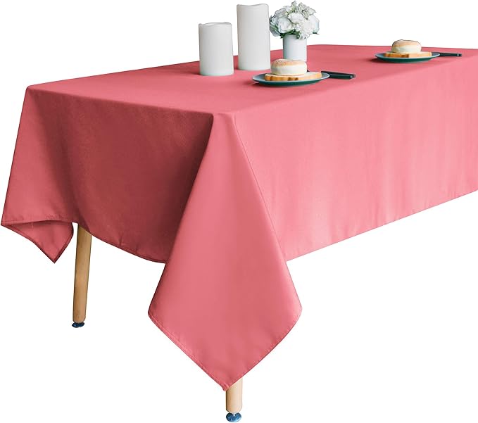 Obstal 210GSM Rectangle Table Cloth - Heavy Duty Water Resistance Microfiber Tablecloth, Decorative Fabric Table Cover for Outdoor and Indoor Use (Coral Red,52x70 Inch)