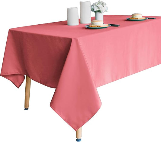 Obstal 210GSM Rectangle Table Cloth, Water Resistance Microfiber Tablecloth, Decorative Fabric Table Cover for Outdoor and Indoor Use (Coral Red, 60 x 84 Inch)