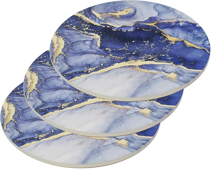 Ceramic 8" Trivets - Marble Style Heat Resistant Hot Pads, Pot Holders for Kitchen, Countertops, Table - Set of 3