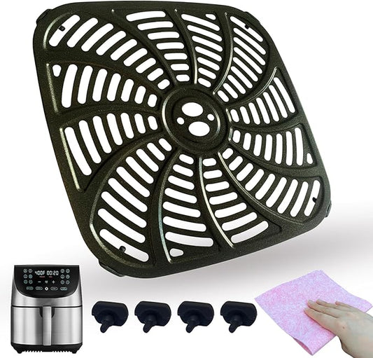 GSZN 8QT Square Air Fryer Grill Pan for Gourmia GAF856 Air Fryers, Upgraded Nonstick Air Fryer Grill Plate Insert Rack Crisper Tray Plate Grate Grid Shelf for Gourmia 8QT Air Fryers, Dishwasher Safe