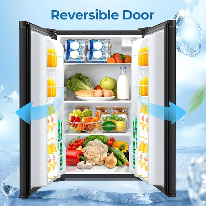 Compact Refrigerator 4.4 Cu.ft Mini Fridge, Single Door Refrigerator with Adjustable Temperature Settings, Low noise, for Bedroom, Office, Dorm Black