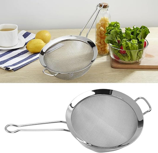 316 Stainless Steel Mesh Strainer, Large Wire Sieve Sifter Colander, Food Strainer Steel Colander with Sturdy Handle for Pasta Fruits Vegetables