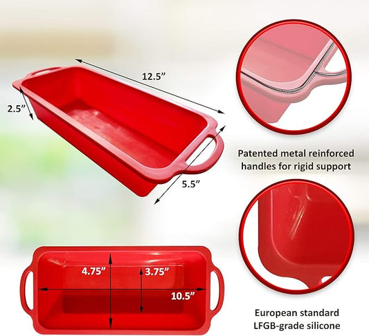 BAKE BOSS Silicone Bread Loaf Pan - Non Stick Silicone Loaf Pans for Baking - Meatloaf Bread Pans - BPA free Perfect for Oven & Dishwasher safe