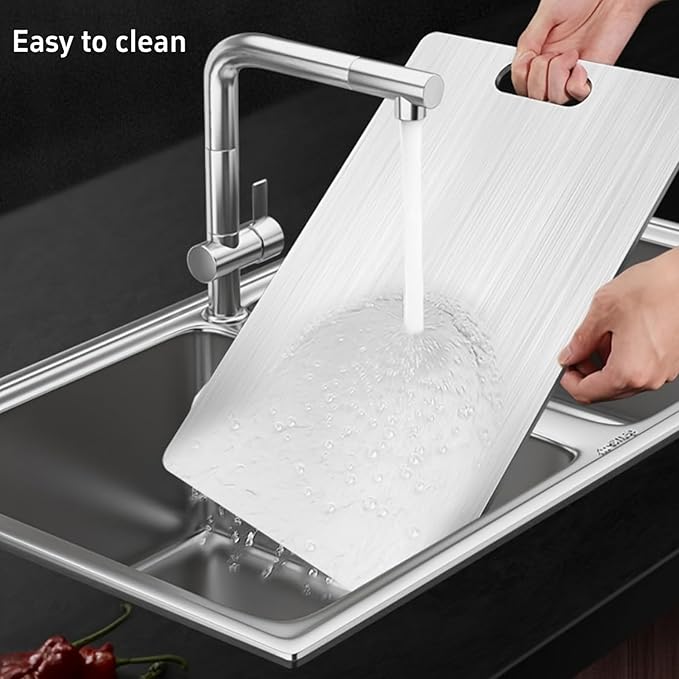 4Pack Titanium Cutting Board Set – Pure Titanium Double-Sided Cutting Boards for Kitchen, Stainless Steel Chopping Boards for Meat, Vegetables, Fruits – Durable, Easy to Clean – 4 Sizes