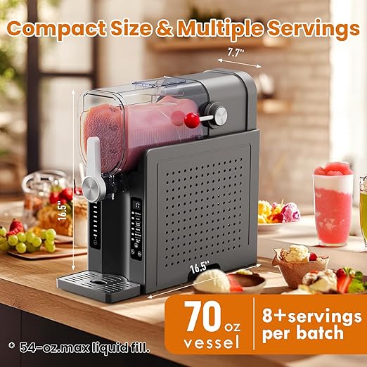 Slushie Machine: No Ice Needed Slushy Machine for Home, 6 Preset, Real-Time Temp Display, Auto-Clean | Frozen Margaritas, Cocktails, Frappés, Ice Cream, Smoothies, Milkshakes,Summer Parties