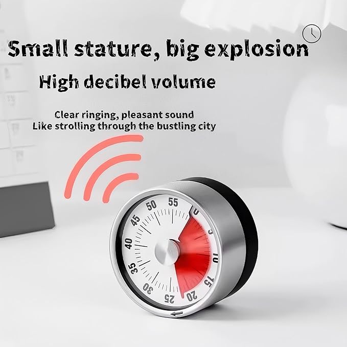 Kitchen Timers for Cooking, Magnetic 60 Minute Mechanical Wind Up Timer Manual with Loud Alarm and Stainless Steel Body for Chef Home Baking Cooking Oven Salon (White - 1Pcs)