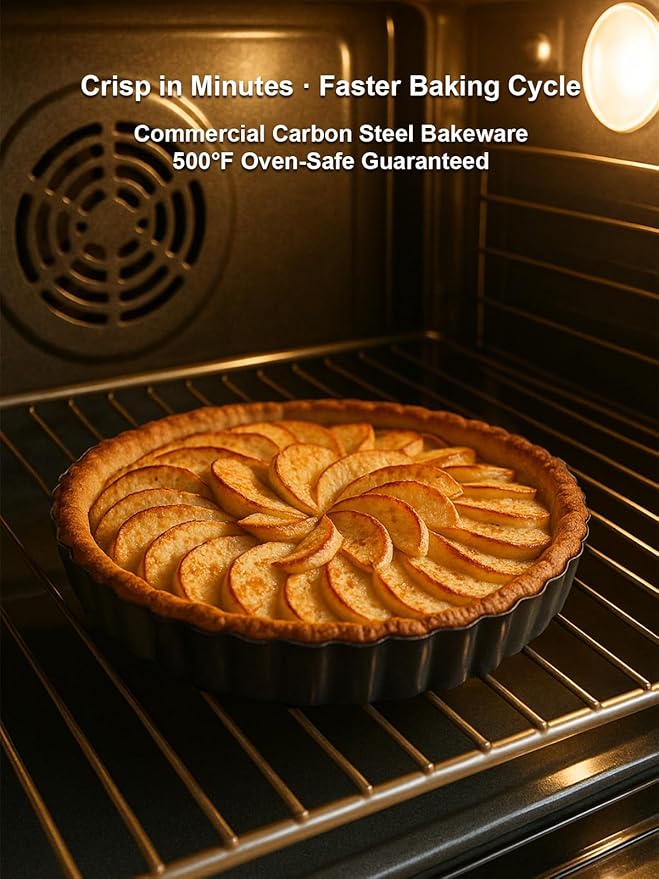 Yamteck 9 Inch Quiche Tart Pans with Pie Cake Server. Removable Bottom, Non-Stick Coating, Rugged Carbon Steel for Tart Quiche Baking. Gift for Women Wife Christmas Thanksgiving Party Festival Family