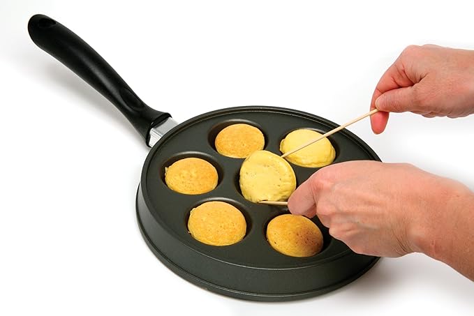 Norpro Nonstick Stuffed Pancake Pan, Munk/Aebleskiver/Ebelskiver 16.5″ x 9″ x 1.25″ Black