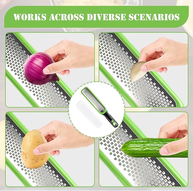 Lemon Zester & Cheese Grater, Kitchen Premium Grater, Ideal for Home Cooks Make Chocolate, Fruits, Vegetables, Ginger, Garlic- Stainless Steel Blades with Protective Cover, Cleaning Brush