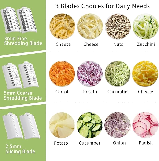 Electric Cheese Grater,3 In 1 Electric Grater For Home Kitchen,One-Touch Easy Control Salad Shooter Cheese Grater For Block Cheese Vegetable Cucumber Nuts(Milky-White)