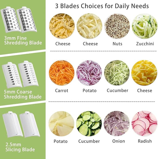 Electric Cheese Grater,3 In 1 Electric Grater For Home Kitchen,One-Touch Easy Control Salad Shooter Cheese Grater For Block Cheese Vegetable Cucumber Nuts(Milky-White)