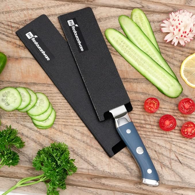 Restaurantware Sensei 6.5 x 2 Inch Knife Sleeve 1 Knife Protector - Fits Utility Knife Felt Lining Black Plastic Knife Blade Guard Durable Cut-Proof