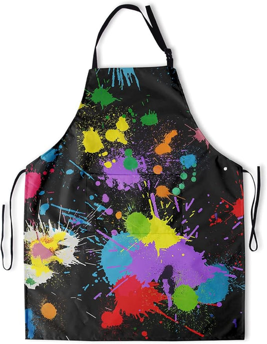Apron with Pockets Aprons for Women Men Kitchen Chef Apron for Cooking Gardening Server Waitress Painting