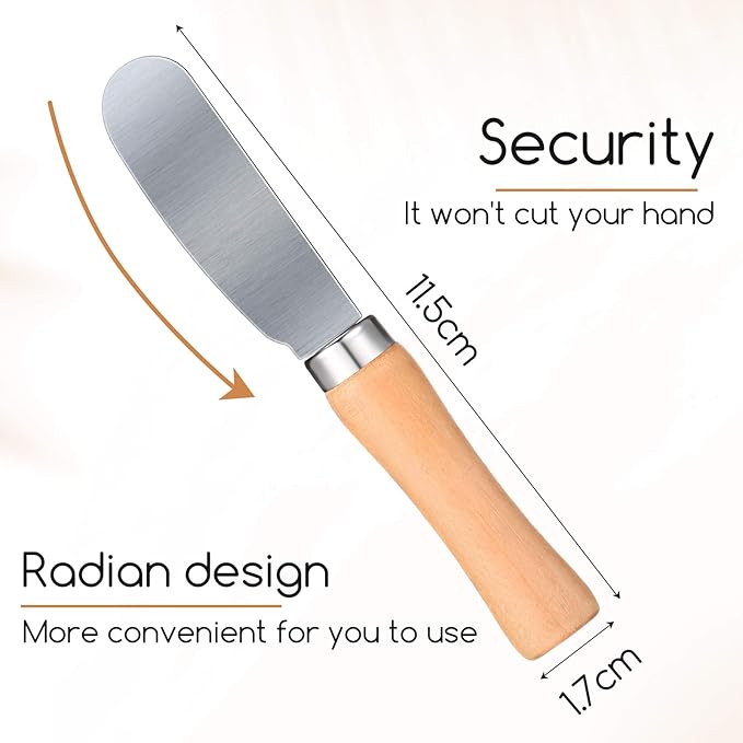 Patelai 25 Pieces Mini Butter Spreader Knife Bulk 4. 5 Inch Wide Blade Stainless Steel Knife with Wood Handle Multipurpose Cheese Butter Spreader Knives for Kitchen Birthday Wedding Christmas