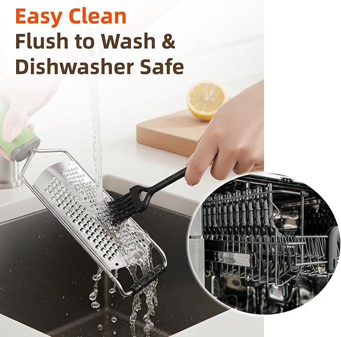 12.2" Cheese Grater, Heavy Duty 304 Stainless Steel Paddle Grater for Kitchen, Handheld Dual-Sided Coarse & Fine Shredder for Block Cheese, Nutmeg, Lemon, Ginger, Chocolate, Dishwasher Safe