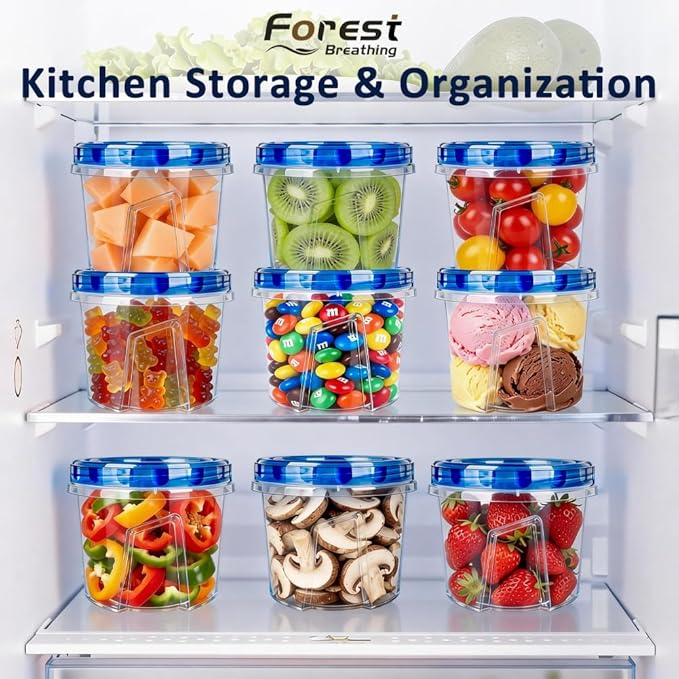 12 Pack 23.5 oz Reusable Freezer Storage Containers with Twist Top Lids Airtight, Leakproof Plastic Soup Freezer Container, Food Storage Containers for Meal Prep Leftover Fruit Microwave Freezer Safe