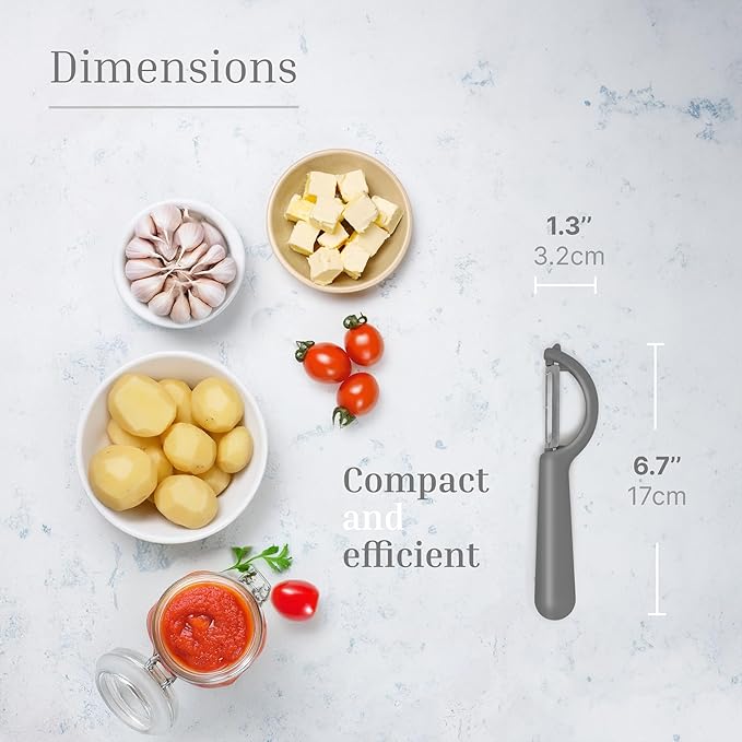 Swivel Vegetable Peeler with Built-in Eye Remover – Stainless Steel Blade with Comfortable Handle, Fruit and Vegetable Slicer, Potato and Carrot Cutter – Kitchen Tools & Accessories – Grey