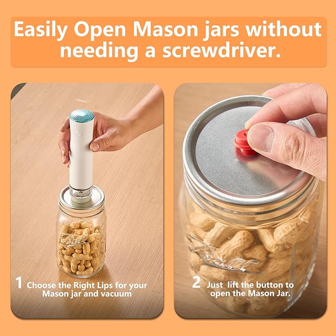 Portable Handheld Vacuum Sealer for Food with 20 Reusable Vacuum Bags+ 4 Mason Jars Lids),Powerful Vacuum Sealer Machine with Visible Tank, Seal Meal Saver, Portable Food Sealer
