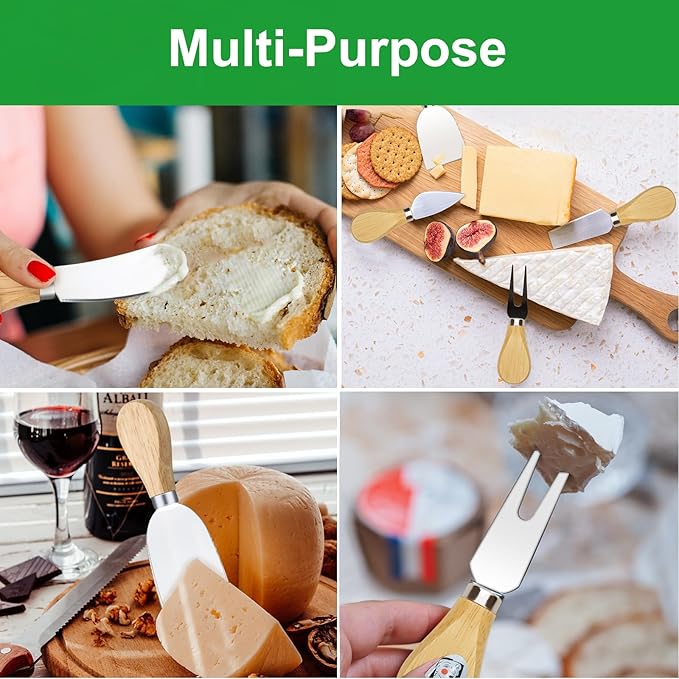 20 Pcs Cheese Knives, Wooden Handle Cheese Knife Set for Charcuterie Board, Mini Steel Stainless Cheese Cutter, Spreader, Fork for Party Wedding Christmas, Charcuterie Accessories