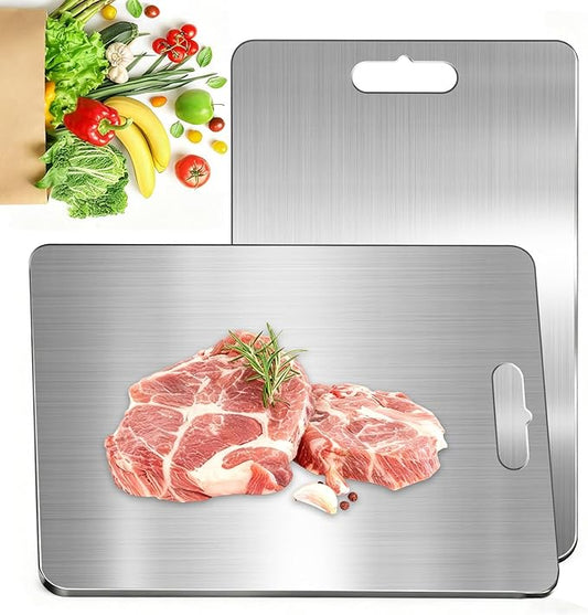 MICZG Cutting Board for Kitchen-Easy to Clean, Double-Sided Food-Grade Stainless Steel Cutting Board Home Counter Outdoor Camping Housewarming Gifts for Women(18 x 12 in)