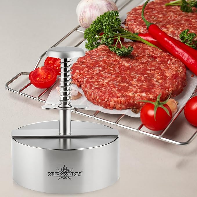Hamburger Press Patty Maker,304 Stainless Steel Burger Press, Non-Stick Patty-Making molds Suitable for Beef, Vegetables, and Burgers. BPA-Free,Dishwasher Safe (5.5")