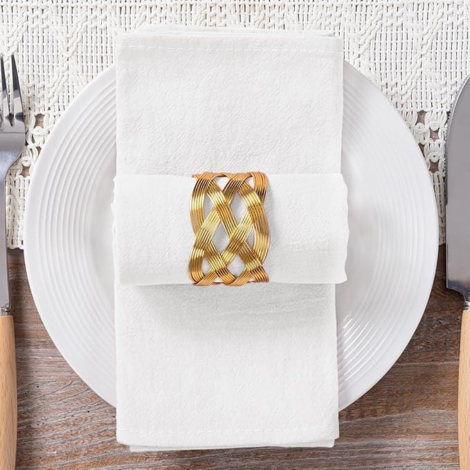MLMC 8 Pack Ivory Cloth Napkins Rustic Washable Cotton Linen Napkins Set of 8 17"x17" Reusable Dinner Napkins Cloth for Spring Easter Wedding Party Gathering Everyday Use Events Decor
