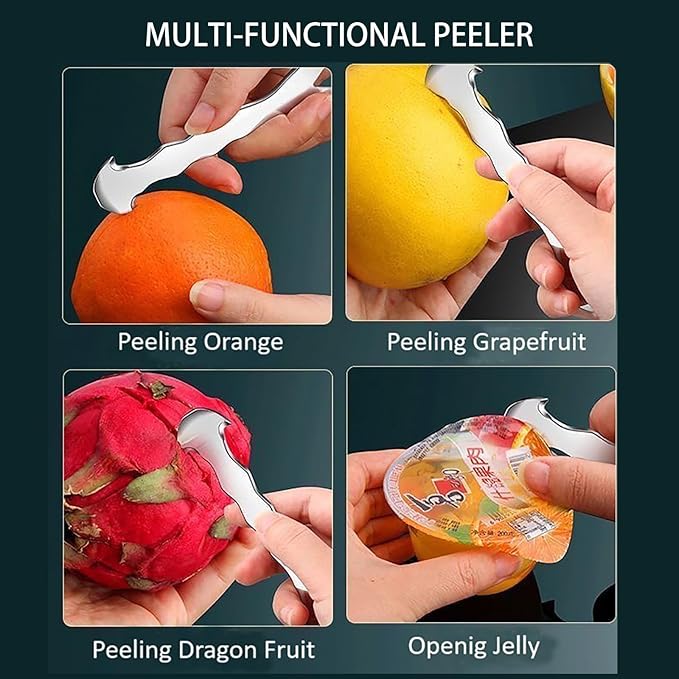Orange Peeler Tool & Citrus Peeler, 304 Stainless Steel Effortless Fruit Peeler Peel Skin Remover for Oranges, Grapefruits, Lemons, Ergonomic Safe Cutter & Slicer