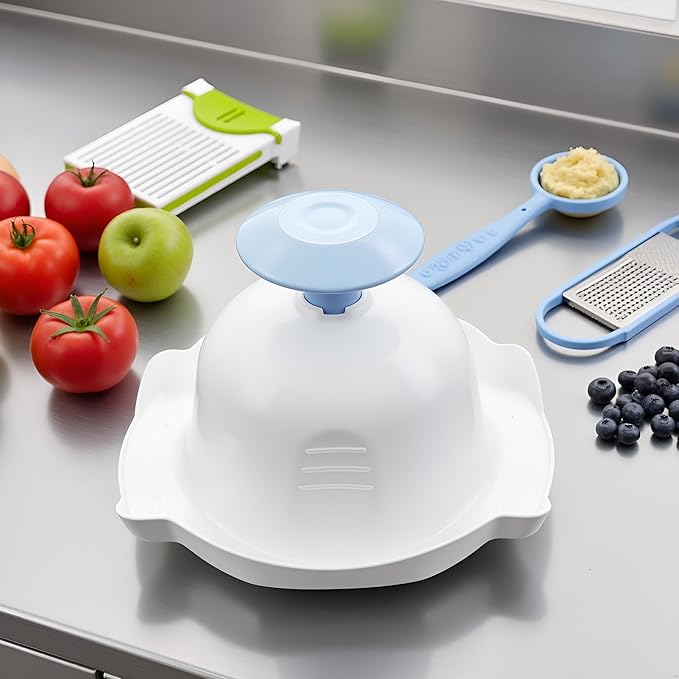 1Pc Blue Food Safety Holder for Mandolin Slicer,Finger Anti-Cut Protectors for Vegetable Grater, Peelers and Slicers,Food Slicer Cutter Finger Guard for Mandoline Slicer Grater Kitchen Utensils