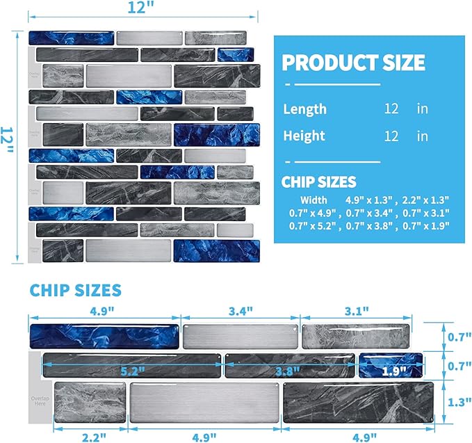 Art3d 10-Sheet Premium Self-Adhesive Kitchen Backsplash Tiles in Marble,30 * 30cm