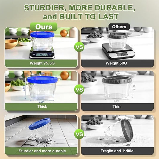 Reusable Freezer Storage Containers [UNIQUE INNOVATIVE DESIGN] 6 Pack-17 Oz Arrow Indicates Easy Opening and Closing of Lid Microwave and Dishwasher Safe,Soup Containers for Oats/Salad