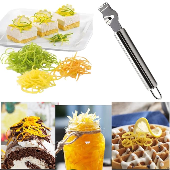 2 Pack Stainless Steel Lemon Zester Grater with Channel Knife and Hanging Loop,Orange Peeler,Citrus Zester Fruit Peeler Lemon Twist Tool for Kitchen, Bar