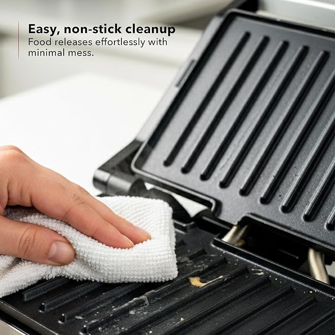 OVENTE Electric Indoor Panini Press Grill and Sandwich Maker with Non-Stick Coated Plates, Cool-Touch Handle and Removable Drip Tray, Opens 180 Degrees to Fit Any Type or Size of Food, Red GP0540R