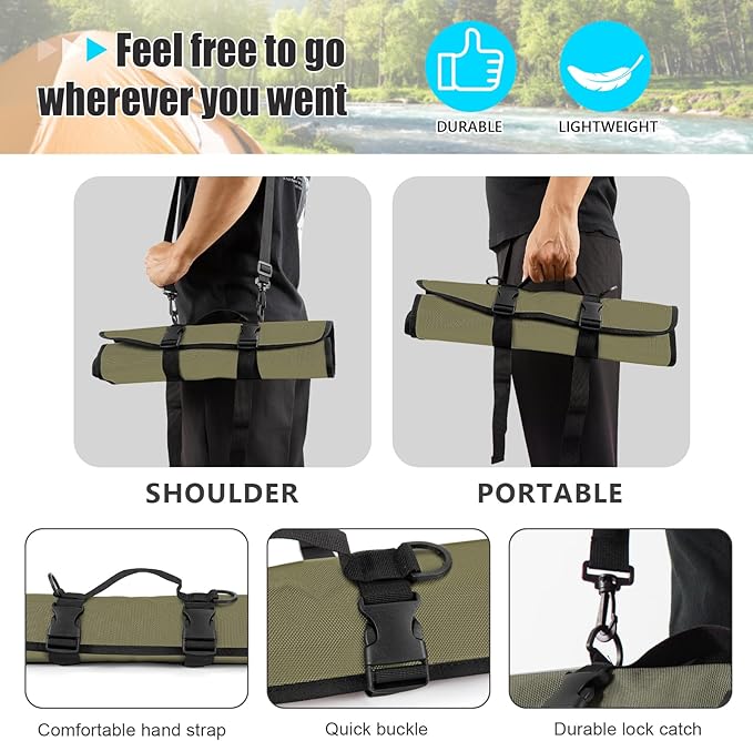 EHRGK Knife Roll,Heavy Duty Knife Bag,Oxford Knife Case with 20 Slots for Knives & Kitchen Tools,Chef Knife Bag,Knife Roll Bag, Knife Pouch Wrap for Chefs Culinary Traveling (Army Green)