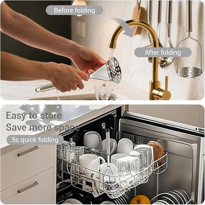 3 PCS Potato Masher Stainless Steel,Bean Smasher,Food Fruit Egg Masher Metal,Masher Kitchen Tool