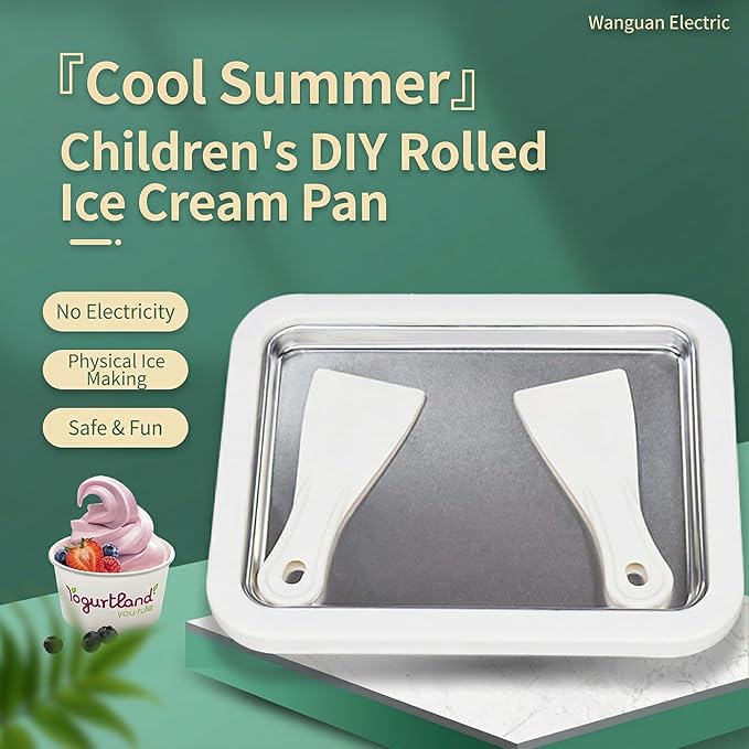 Rolled Ice Cream Maker, Instant Making for Ice Cream Deserts Roller Machine, DIY Homemade Sorbet, Frozen Yogurt Desserts, Suitable for Home Shop Kitchen
