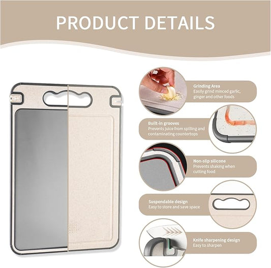 Double-Sided Titanium Chopping Board for Meat and Vegetables, Sturdy, Scratch-Resistant Mesh Design for Handling Meat and Vegetables Separately
