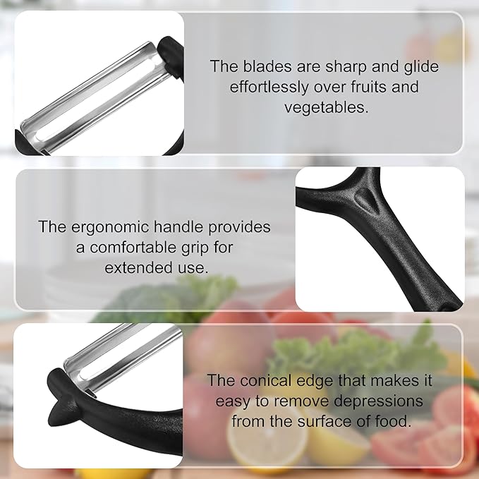 BlingKingdom 2 PCS Vegetable and Fruit Peelers, Stainless Steel Rotary Peelers Sharp Y-shaped Potato Peeler Kitchen Veggie Peeler (Green + Black)
