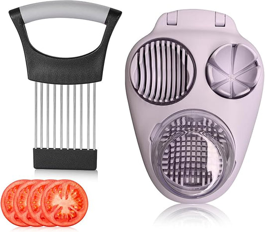 Egg Slicer and Vegetable Slicing Assistant Tool, Egg Shell Opener with Onion Holder, Lemon Slicer Onion Cutter for Fruits and Vegetables, Send Goods from Local Warehouse