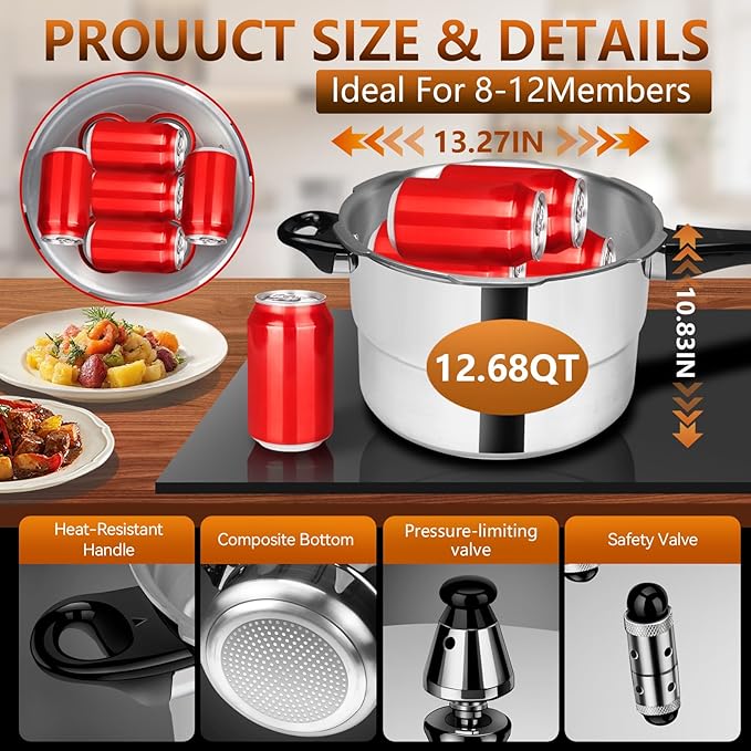 pressure cooker 12 quart, olla de presion,All Stovetops Induction Compatible Thickened mini Pressure Cooker with Spring ollas de presión para cocinar pressure cooker 12+ quart large