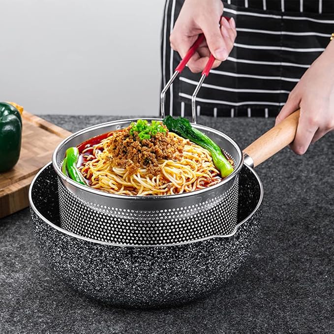 Stainless Steel Deep Frying Basket with Long Handle, Fried Food Filter Basket, Pasta Strainer Colander for Home Restaurant (SIZE:7.09 inch)
