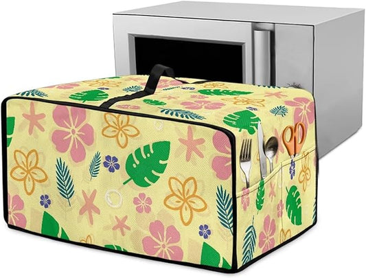 Doojoayie Flower & Leaf Small Appliance Covers Cute Cat Toaster Oven Cover 4 Slice Kitchen Appliance Dust Protector 18.5"x14.5"x 9" Compatible with Toaster/Bread Machine